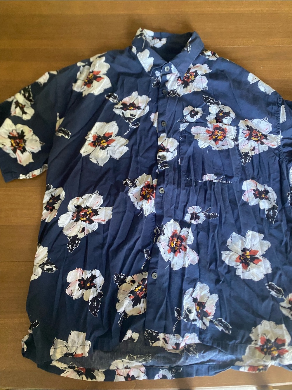 Men’s Abercrombie & Fitch Oversize Blue Floral Hawaiian Shirt - Medium